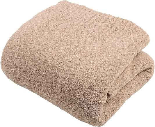 JOOJA Cream White Blanket Warm Queen Size Fuzzy Knitted Blanket, Oversized Luxury Bed Blankets, Soft Queen Blanket for Bed, Lightweight Plush Blanket Queen Size for Cozy Nights (Dusty Rose, 90x90)