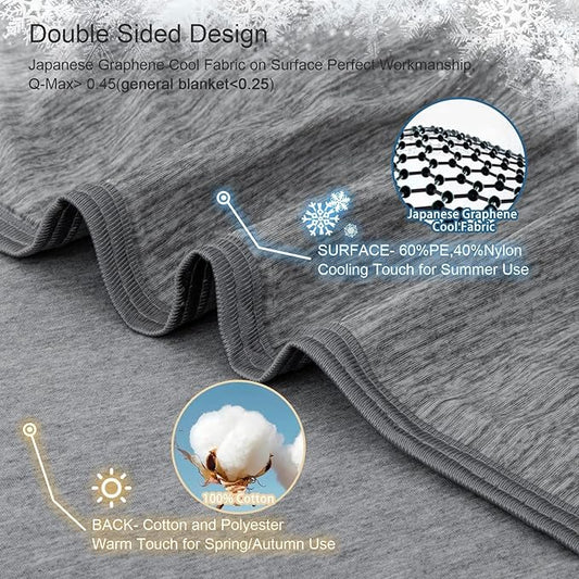 CHOSHOME Cooling Blanket for Hot Sleepers Lightweight Summer Cold Thin Blankets for Sleeping, Hot Flashes Night Sweats, Soft Blanket for Bed, Twin Size, Grey