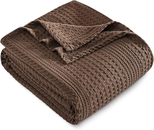 PHF Lightweight Waffle Weave Blanket King Size, Breathable & Ultra Soft, 104"x 90" Soft & Cozy Thin Blanket, Perfect for Summer & Hot Sleepers, Bed, Home Decor - Cocoa Brown