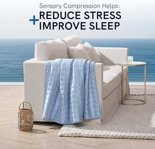 YnM Cooling Weighted Blanket for Adults, 25lbs Heavy Bed Throw Comforter with 100% PE Fabric, Ideal for Hot Sleepers or Summer Days(60x80 Inches for Queen/King Bed, 25 Pounds, Blue)