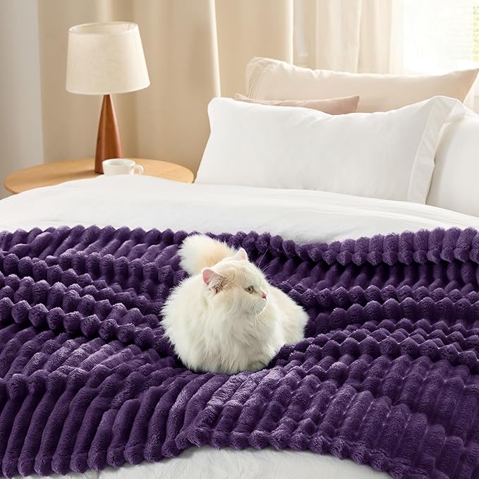 Bedsure Purple California King Size Blanket for Couch - GentleSoft Cozy Soft Blankets for Women, Cute Small Fleece Throws for Girls, Birthday Gifts for Women, 102x96 Inches