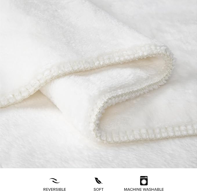 UGG Whitecap Plush Throw Blanket Fleece Lightweight Soft Cozy Throw for Couch Luxury Home Decor for Living Room Machine Washable Hypoallergenic Flannel Blankets, 50-inch x 70-inch, White Snow