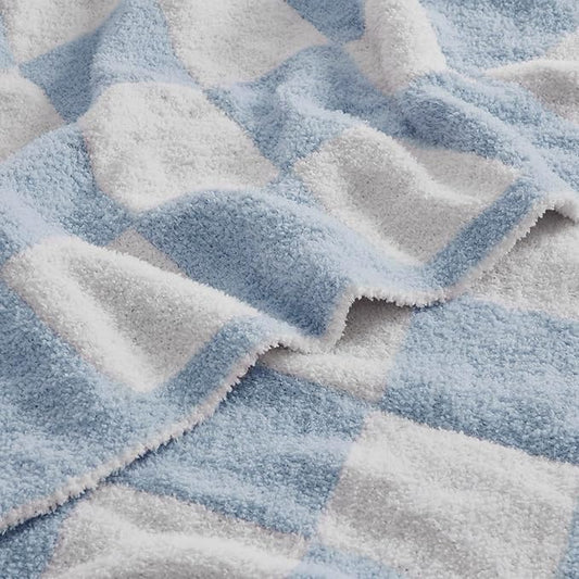 Checkered Throw Blanket Soft & Cozy Blanket for Bed, Couch, and Sofa Lightweight Stylish Versatile Blanket Home Decor for All Seasons Throws Blanket Dusty Blue 60x80 Inches