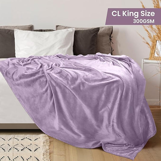 Utopia Bedding Fleece Blanket California King Size Lilac 300GSM Luxury Fuzzy Soft Anti-Static Microfiber Bed Blanket (102x96 Inch)