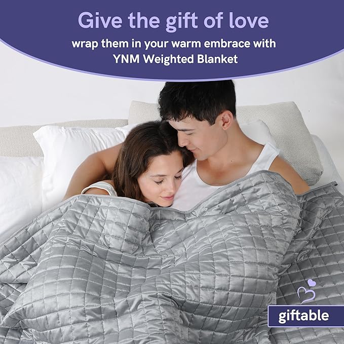 YnM Cooling Weighted Blanket for Adults, 25lbs Heavy Bed Throw Comforter with 100% PE Fabric, Ideal for Hot Sleepers or Summer Days(60x80 Inches for Queen/King Bed, 25 Pounds, Grey)