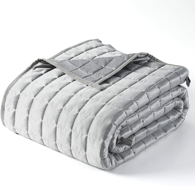 YnM Cooling Weighted Blanket for Adults, 25lbs Heavy Bed Throw Comforter with 100% PE Fabric, Ideal for Hot Sleepers or Summer Days(60x80 Inches for Queen/King Bed, 25 Pounds, Grey)