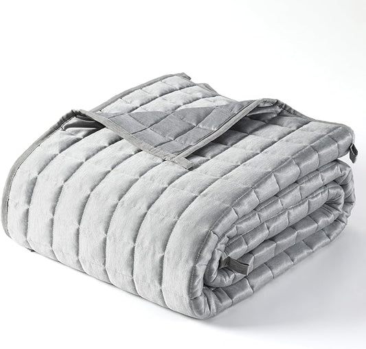 YnM Cooling Weighted Blanket for Adults, 30lbs Heavy Bed Throw Comforter with 100% PE Fabric, Ideal for Hot Sleepers or Summer Days(88x104 Inches for Queen/King Bed, 30 Pounds, Grey)