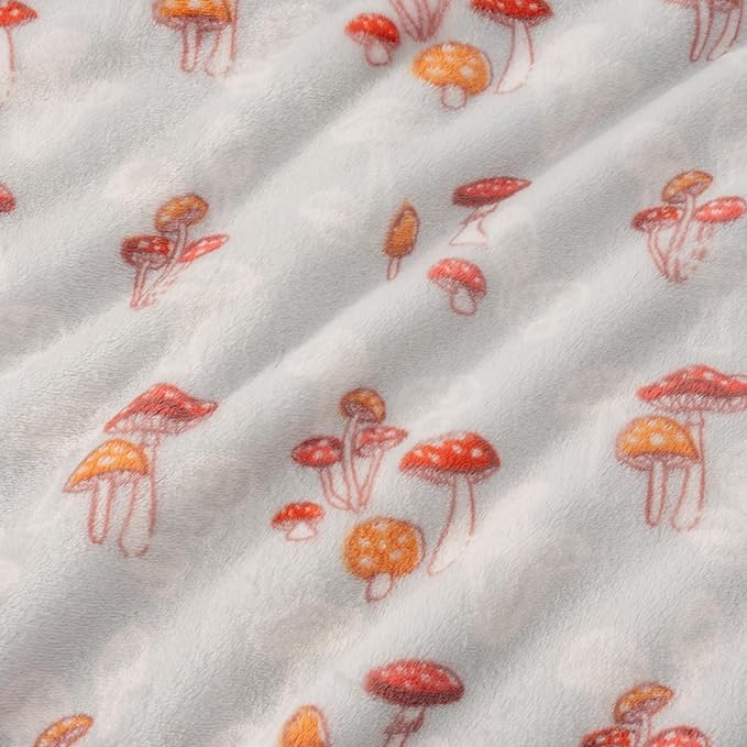 Berkshire Blanket-Classic Heavyweight Warm Soft Printed VelvetLoft® Plush Blanket, King Size Soft Fuzzy Blanket for Couch Sofa Bed, Mushroom Field Grey, 90in x 108in