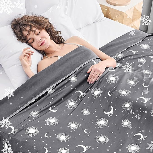 inhand Cooling Blanket Twin Size (60"x80") - Cooled Blankets for Hot Sleepers Lightweight Breathable Summer Blanket for Sleeping Night Sweats to Keep Cool in The Heat -Dark Grey-Sky