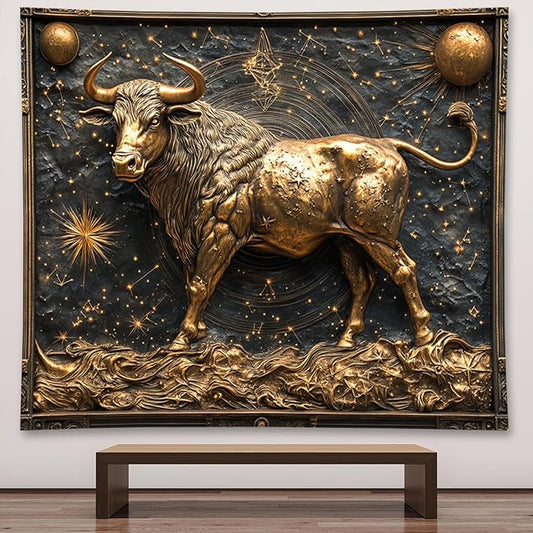 Liuzhouzai Vintage Zodiac Taurus Tapestry Wall Hanging Astrology Home Decoration Aesthetics Suitable for Bedroom Living Room Dormitory Office Wall Decor 60x50 Inches