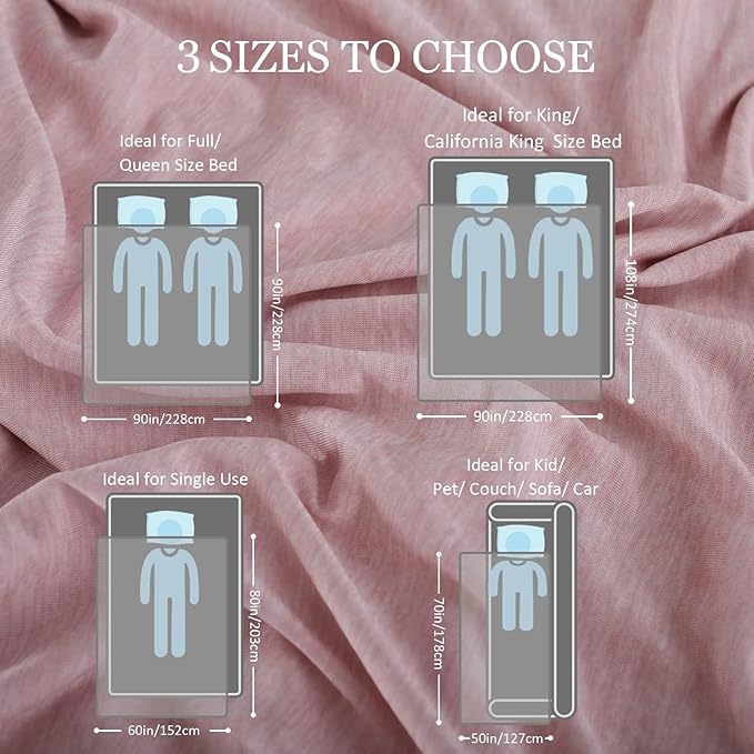 CHOSHOME Cooling Blanket for Hot Sleepers Lightweight Summer Cold Thin Blankets for Sleeping, Hot Flashes Night Sweats, Soft Blanket for Bed, King Size, Pink