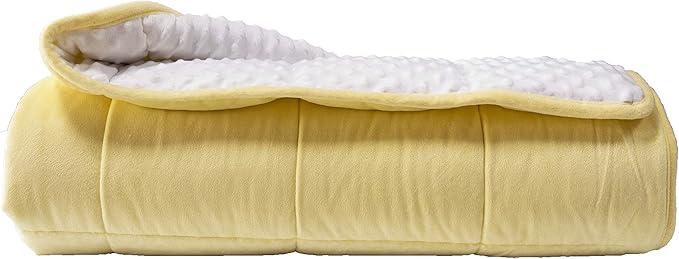 ALANSMA Reversible Weighted Blanket for All Season, Luxury Velvet, Warm and Cool, Adult 10Lb Weighted Blanket, Enjoy Sleeping Anywhere(Yellow, 48''x72''10lbs)