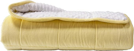 ALANSMA Reversible Weighted Blanket for All Season, Luxury Velvet, Warm and Cool, Adult 10Lb Weighted Blanket, Enjoy Sleeping Anywhere(Yellow, 48''x72''10lbs)