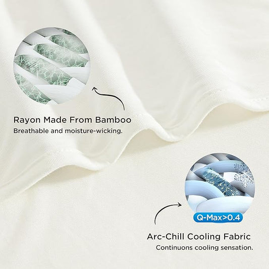 Bedsure Off White Cooling Blanket for Hot Sleepers - Summer Cold Throw Blanket for Bed, Arc-Chill Lightweight Summer Bedding, Cool Thin Ice Cold Cooled Throws with Rayon Derived from Bamboo, 50x70