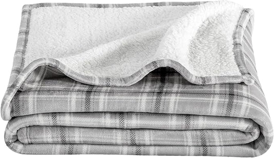Bare Home Sherpa Fleece Blanket - Twin/Twin Extra Long - Blanket for Bed, Sofa, and Couch - Warm & Lightweight - Fluffy & Soft - Reversible (Twin/Twin XL, Tartan Plaid)