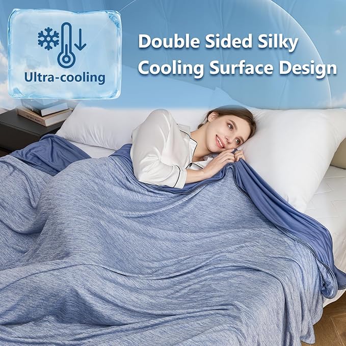 CHOSHOME Cooling Blanket Queen, Double Sided Cooling Blanket for Hot Sleepers, Arc-Chill Q-Max>0.5 Lightweight Breathable Summer Cold Blankets forCouch, Bed, Sofa, Camping, 90" x 90", Blue