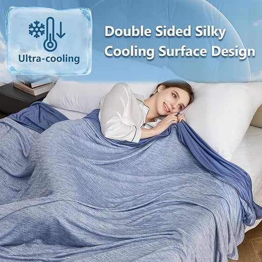 CHOSHOME Cooling Blanket Queen, Double Sided Cooling Blanket for Hot Sleepers, Arc-Chill Q-Max>0.5 Lightweight Breathable Summer Cold Blankets forCouch, Bed, Sofa, Camping, 90" x 90", Blue
