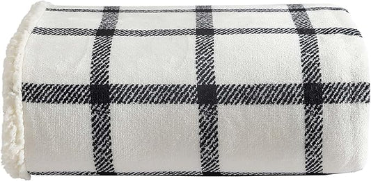Eddie Bauer - Blanket, Super Soft Reversible Sherpa & Brushed Fleece Bedding, Throw Blankets for Couch, Ideal for Lounging (Bunkhouse Beige/Charcoal)