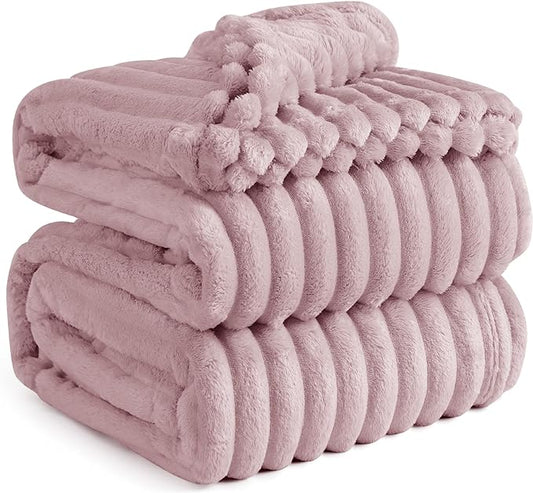 Bedsure Pink Fleece Blanket for Couch - GentleSoft Cozy Soft Blankets for Women, Cute Small Throws for Girls, 108x90 Inches