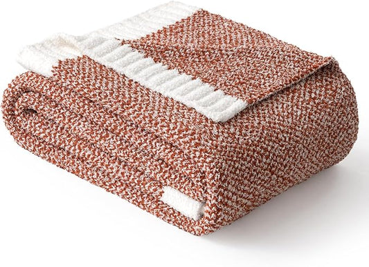 MIULEE Rust Super Soft Throw Blanket for Bed, Twin Size Cozy Fluffy Warm Blankets Knit Blankets for Couch, Sofa, Chair, Living Room, Camping, Picnic, 60 x 80 inch