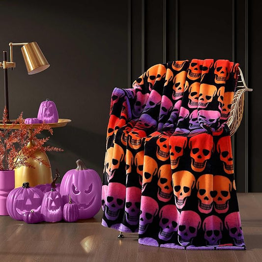 Betsey Johnson - Throw, Ultra-Soft Plush Blanket, Ideal for Couch, Bed, or Lounges (Skull Ombre Black, 50" x 70")