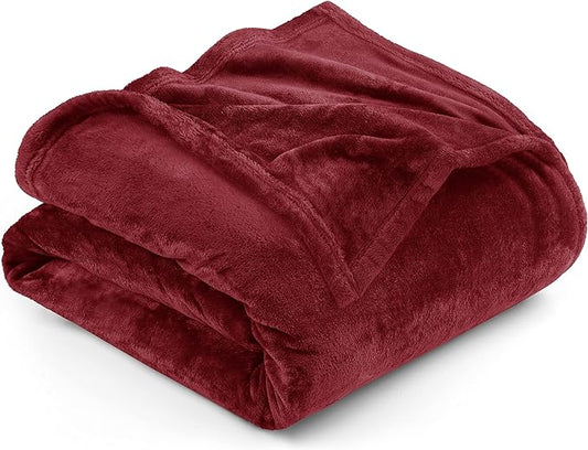 Utopia Bedding Fleece Blanket King Size Burgundy 300GSM Luxury Anti-Static Fuzzy Soft Microfiber Bed Blanket (90x102 Inch)