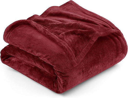 Utopia Bedding Fleece Blanket King Size Burgundy 300GSM Luxury Anti-Static Fuzzy Soft Microfiber Bed Blanket (90x102 Inch)