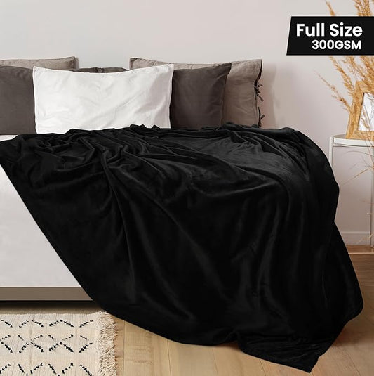 Utopia Bedding Fleece Blanket Full Size Black 300GSM Luxury Fuzzy Soft Anti-Static Microfiber Bed Blanket (90x84 Inch)