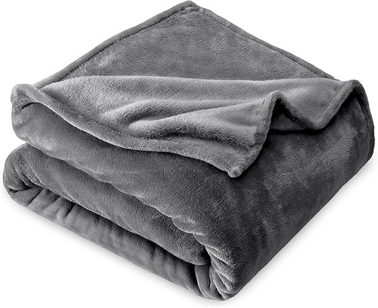 Bare Home Fleece Blanket - King Size - Ultra-Soft Lightweight for Bed, Sofa, and Couch - Luxury Microplush - Cozy Warm Blanket (King, Grey)