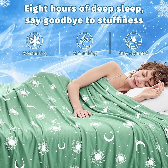 inhand Cooling Blanket Queen Size (90"x90") - Cooled Blankets for Hot Sleepers Lightweight Breathable Summer Blanket for Sleeping Night Sweats to Keep Cool in The Heat -Fruit Green