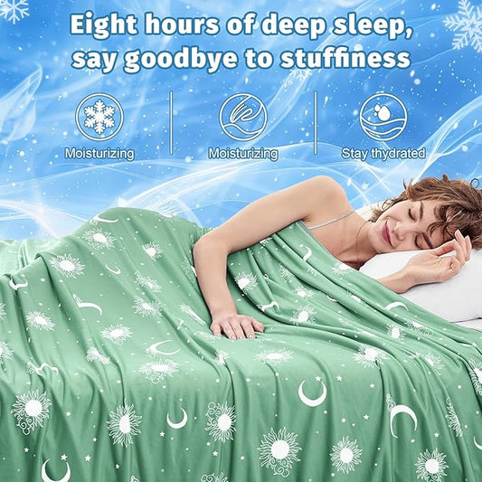 inhand Cooling Blanket Queen Size (90"x90") - Cooled Blankets for Hot Sleepers Lightweight Breathable Summer Blanket for Sleeping Night Sweats to Keep Cool in The Heat -Fruit Green