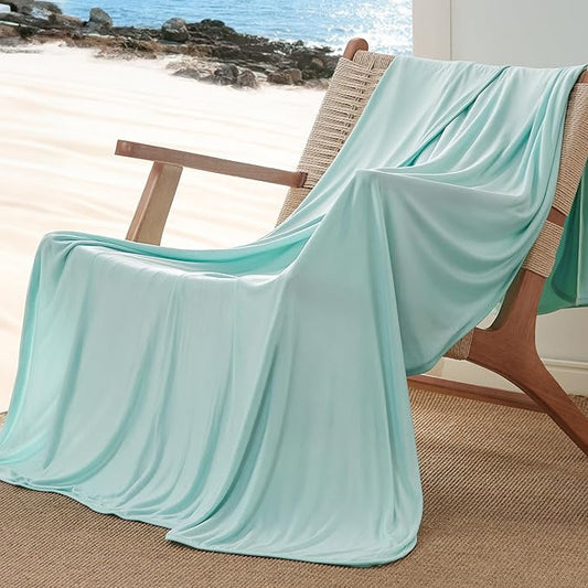 Bedsure Green Cooling Blanket for Hot Sleepers - Summer Cold Throw Blanket for Bed, Arc-Chill Lightweight Summer Bedding, Cool Thin Ice Cold Cooled Throws with Rayon Derived from Bamboo, 50x70