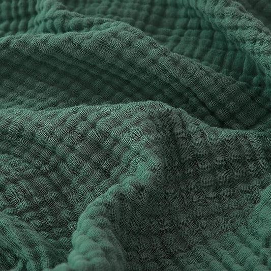 EMME Cotton Muslin Throw Blanket Couch Breathable Gauze Blanket Soft Lightweight Blankets Adults (Forest Green, 50"x60")