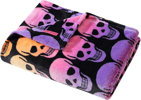 Betsey Johnson - Throw, Ultra-Soft Plush Blanket, Ideal for Couch, Bed, or Lounges (Skull Ombre Black, 50" x 70")