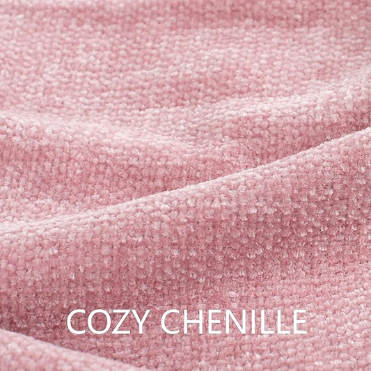 Chenille Throw Blanket for Couch 50"X 60", Soft Cozy Throws with Fringe Tassel for Bed Sofa Chair, Lightweight Knitted Decorative Farmhouse Boho Blankets for Gift, Dusty Pink