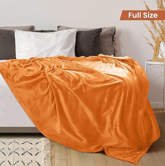 Utopia Bedding Fleece Blanket Full Size Burnt Orange 300GSM Luxury Fuzzy Soft Anti-Static Microfiber Bed Blanket (90x84 Inch)