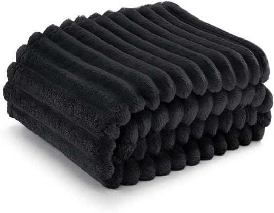 Bedsure Twin Blanket for Couch - GentleSoft Cozy Soft Blankets for Women, Cute Small Fleece Throws for Girls, Black, 60x80 Inches