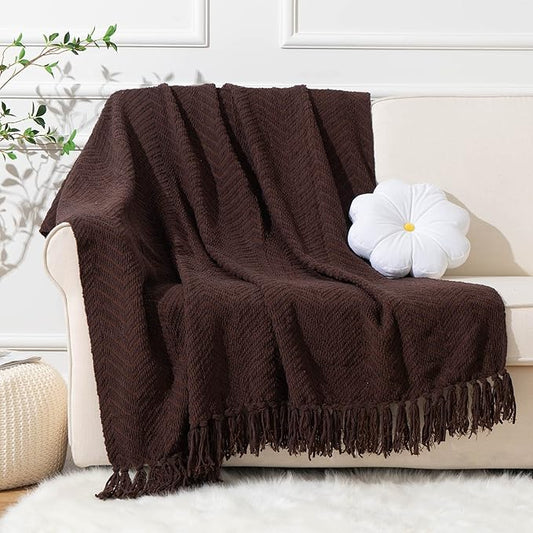 BATTILO HOME Dark Brown Throw Blanket for Couch, Super Soft Cozy Warm Chocolate Throw for Twin Bed, Living Room Chair Bed Sofa Home Decor, 60" x 80"
