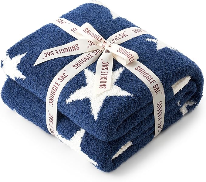 Snuggle Sac American Star Patriotic Throw Blanket Blue, Ultra Soft Cozy Throw Blanket for Couch,Sofa, Bed, Living Room, Blue,50x60 inches