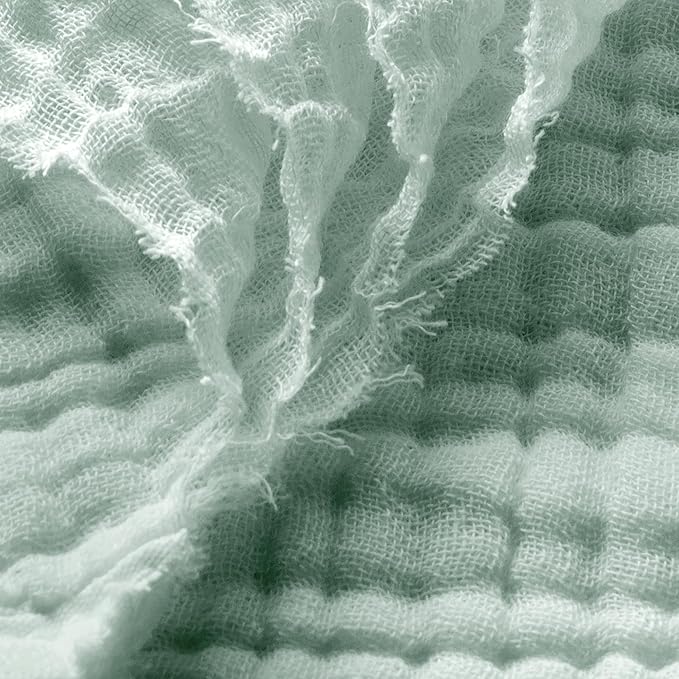 Carriediosa 100% Cotton Muslin Throw Blanket 66" X 90" Twin XL Size，4-Layers Summer Gauze Throws for Bed Couch，Soft Lightweight Breathable Linen Blankets Bedspread for Adults All Season，Sage Green