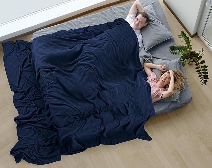 Utopia Bedding Navy 100% Cotton Blanket [Big Size - 120x120 Inch] 350GSM Lightweight, Soft and Breathable Thermal Blanket for All Seasons