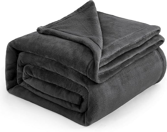 Bedsure Fleece Blanket California King Size Charcoal - Lightweight Plush Fuzzy Cozy Soft Bed Blankets, 102x96 inches