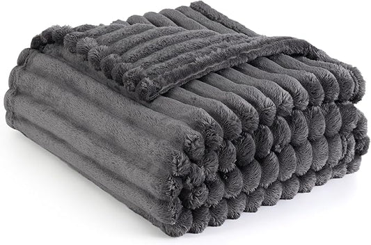 Bedsure Grey Fleece Blanket for Couch - GentleSoft Cozy Soft Blankets for Women, Cute Small Throws for Girls, 50x70 Inches