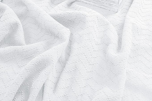 BELIZZI Home 100% Cotton Bed Blanket, Breathable Thermal Blanket Full - Queen Size, Soft Chevron Thermal Blanket 90"x90", Cotton Bed Blanket, Perfect for Layering Any Bed for All Season, White