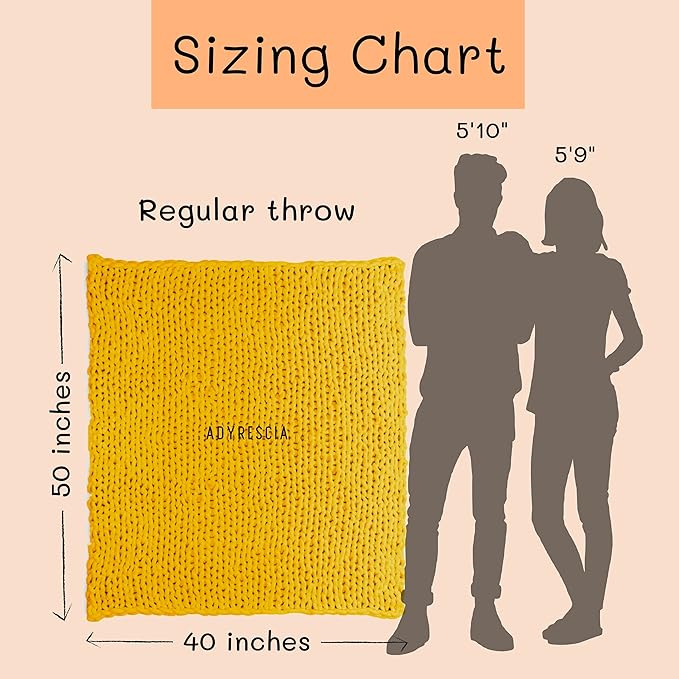 Adyrescia Chunky Knit Blanket Throw | 100% Hand Knit with Jumbo Chenille Yarn (40"x50", Harvest Yellow)