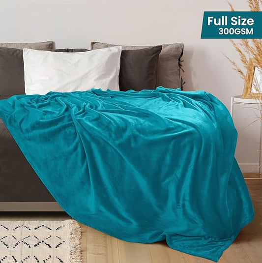 Utopia Bedding Fleece Blanket Full Size Turquoise 300GSM Luxury Fuzzy Soft Anti-Static Microfiber Bed Blanket (90x84 Inch)