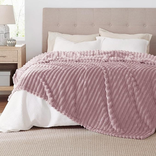 Bedsure Pink Fleece Blanket for Couch - GentleSoft Cozy Soft Blankets for Women, Cute Small Throws for Girls, 108x90 Inches