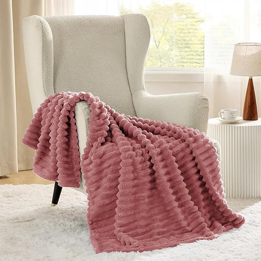 Bedsure Brick Dust Fleece Throw Blanket for Couch - GentleSoft Cozy Soft Blankets for Women, Cute Small Throws for Girls, 50x60 Inches