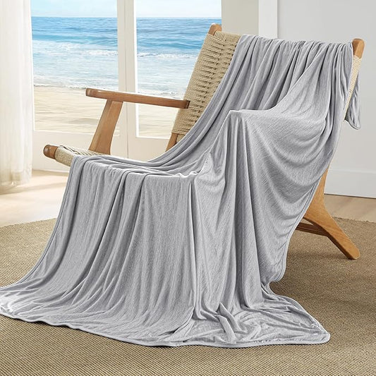 Bedsure Light Grey Cooling Blanket Twin XL for Hot Sleepers - Summer Cold Blanket with Rayon Derived from Bamboo for Twin Size Bed, Ice Cool Cold Lightweight Arc-Chill Thin Summer Bedding, 60x90