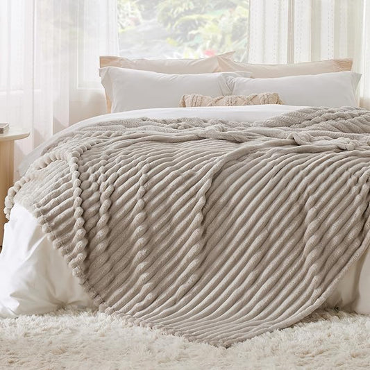 Bedsure Blankets Queen Size for Bed - GentleSoft Cozy Soft Blankets for Women, Cute Large Fleece Throws for Girls, Linen, 90x90 Inches